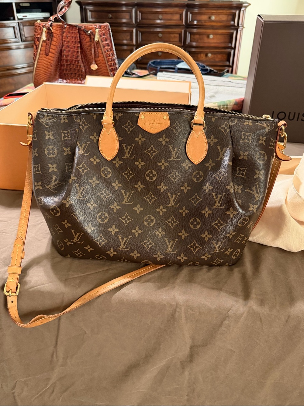 Louis Vuitton Monogram Turenne GM in Brown with Tan Trim